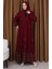 Desenli Viskon Elbise 4083-11 Bordo 2