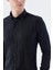 Siyah Slim Fit Yaka Düğmeli Gömlek 3