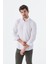 Beyaz Comfort Fit Desenli Esnek Kumaş Pamuklu Spor Gömlek 1