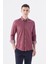Bordo Slim Fit Cepli Düğmeli Yaka %100 Pamuk Gömlek 1