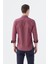 Bordo Slim Fit Cepli Düğmeli Yaka %100 Pamuk Gömlek 4