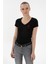Kadın V Yaka Basic T-Shirt 2080797 1