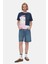 Flores Lacivert Bisiklet Yaka Aplike Nakışlı Loose Fit Kadın Tshirt 3