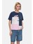 Flores Lacivert Bisiklet Yaka Aplike Nakışlı Loose Fit Kadın Tshirt 1