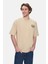 Aspen Sütlü Kahve Bisiklet Yaka Baskılı Oversize Erkek Tshirt 1