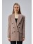 Toprak Rengi Oversize Kruvaze Yaka Astarlı Blazer Ceket 4