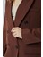 Acı Kahve Oversize Kruvaze Yaka Astarlı Blazer Ceket 3