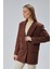 Acı Kahve Oversize Kruvaze Yaka Astarlı Blazer Ceket 4