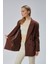 Acı Kahve Oversize Kruvaze Yaka Astarlı Blazer Ceket 5