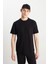 Relaxed Fit Dokulu Bas Siyah Erkek Kısa Kol T-Shirt 1
