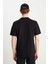 Relaxed Fit Dokulu Bas Siyah Erkek Kısa Kol T-Shirt 2