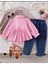 Kız Çocuk Kot Pantalonlu Papatyalı Pembe Takım 2