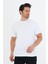 Erkek Pamuklu Bisiklet Yaka Oversize Tişört Beyaz 5015-B 1