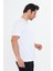 Erkek Pamuklu Bisiklet Yaka Oversize Tişört Beyaz 5015-B 5
