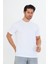 Erkek Pamuklu Bisiklet Yaka Tişört Beyaz 5014-B 1