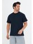 Erkek Pamuklu Bisiklet Yaka Oversize Tişört Lacivert 5015-L 1