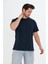 Erkek Pamuklu Bisiklet Yaka Oversize Tişört Lacivert 5015-L 3