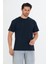 Erkek Pamuklu Bisiklet Yaka Oversize Tişört Lacivert 5015-L 4
