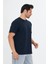 Erkek Pamuklu Bisiklet Yaka Oversize Tişört Lacivert 5015-L 5