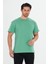 Erkek Pamuklu Bisiklet Yaka Oversize Tişört Yeşil 5015-Y 3