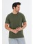 Erkek Pamuklu Bisiklet Yaka Tişört Haki 5014-H 2