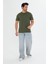 Erkek Pamuklu Bisiklet Yaka Tişört Haki 5014-H 5