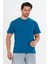 Erkek Pamuklu Bisiklet Yaka Oversize Tişört Mavi 5015-M 3