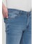 Regular Fit Likralı Erkek Denim Kot Pantolon Mavi 4