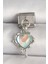 316L Çelik Gümüş Renk Mavi Hologram Mineli Eriyen Kalp Model Nomination Charm 1
