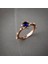Mavi Taşlı 925 Ayar Lotus Çiçeği Minimal Rose Gümüş Yüzük 1