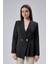 Siyah Regular Fit Pile Detaylı Blazer Ceket 3