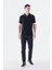 Siyah Slim Fit Apaş Yaka T-Shirt 2