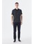 Siyah Slim Fit Çizgili Pamuk Polo Yaka T-Shirt 2