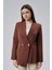 Kahverengi Regular Fit Pile Detaylı Blazer Ceket 4