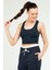 Lacivert Slim Fit Basic Kaşkorse Askılı Kolsuz Kadın Crop Top Sc1242 3