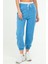 Mavi Oversize Basic Pamuklu Yüksek Bel Lastik Paça Kadın Eşofman Alt SD1000 1