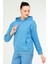 Beyaz - Siyah Oversize Basic Pamuklu Kapüşonlu Kanguru Cep Kadın Sweatshirt SC1242 2