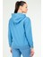 Beyaz - Siyah Oversize Basic Pamuklu Kapüşonlu Kanguru Cep Kadın Sweatshirt SC1242 4