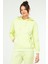 Beyaz - Siyah Oversize Basic Pamuklu Kapüşonlu Kanguru Cep Kadın Sweatshirt SC1242 2