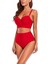 Kırmızı Yüksek Bel Bikini Alt Üst Takım 3