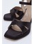 Çapraz Bantlı Platformlu Kadın Topuklu Sandalet SİYAH SATEN 3