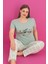 X-Dreamy Büyük Beden Pamuklu Ekose Kareli Kısa Kollu Pijama Takımı 2