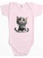 Şirin Kedi Yavrusu Pembe Renk Bebek Body Zıbın 1