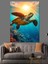 Güneş Altında Neşeli Kaplumbağa Dekoratif Kanvas - Mdf Ahşap Tablo 1
