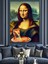 Pizza Yiyen Mona Lisa Dekoratif Kanvas - Mdf Ahşap Tablo 2