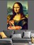 Pizza Yiyen Mona Lisa Dekoratif Kanvas - Mdf Ahşap Tablo 3