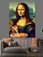 Pizza Yiyen Mona Lisa Dekoratif Kanvas - Mdf Ahşap Tablo 4
