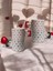 4'lü Siyah Kırmızı Minik Kalpler Çizimli El Yapımı Doğal Seramik Kalp Kupa / Mug - Çay & Kahve Fincanı 1