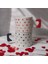 4'lü Siyah Kırmızı Minik Kalpler Çizimli El Yapımı Doğal Seramik Kalp Kupa / Mug - Çay & Kahve Fincanı 2