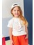 Kız Çocuk Hawaı Baskılı T-Shirt - Ekru 1